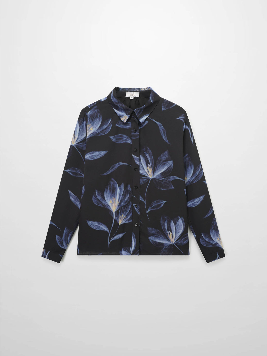 Button Down Collared Blouse-Blue Floral