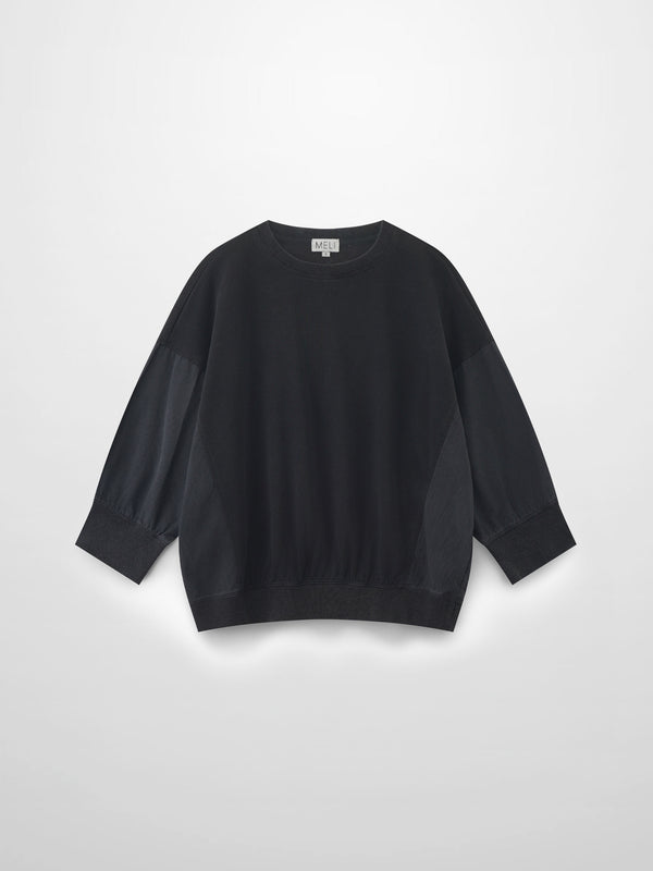 Washed Dolman Bomber Tee-Black