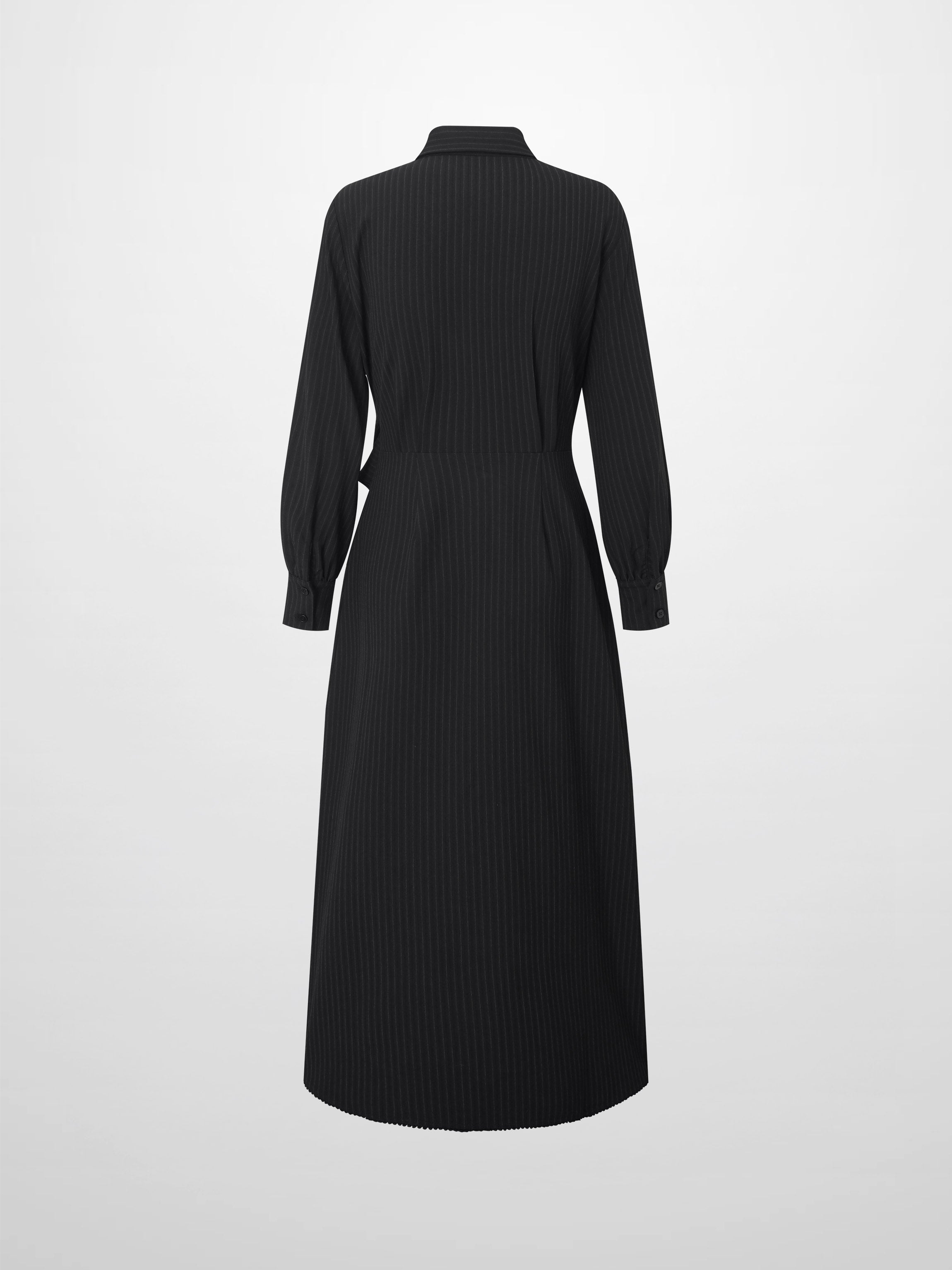 Wrap Shirtdress - Black Pinstripe