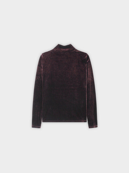 Velour Mock Neck Turtleneck-Brown