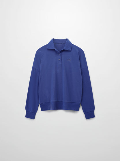 Collared Bomber Tee-Cobalt Blue