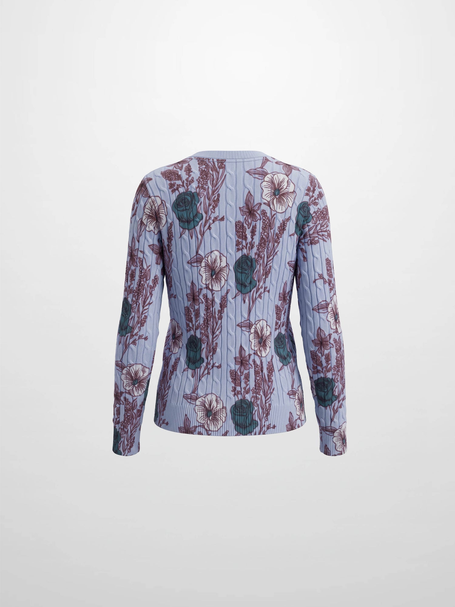 Floral Cable Printed Sweater - Lavender Floral