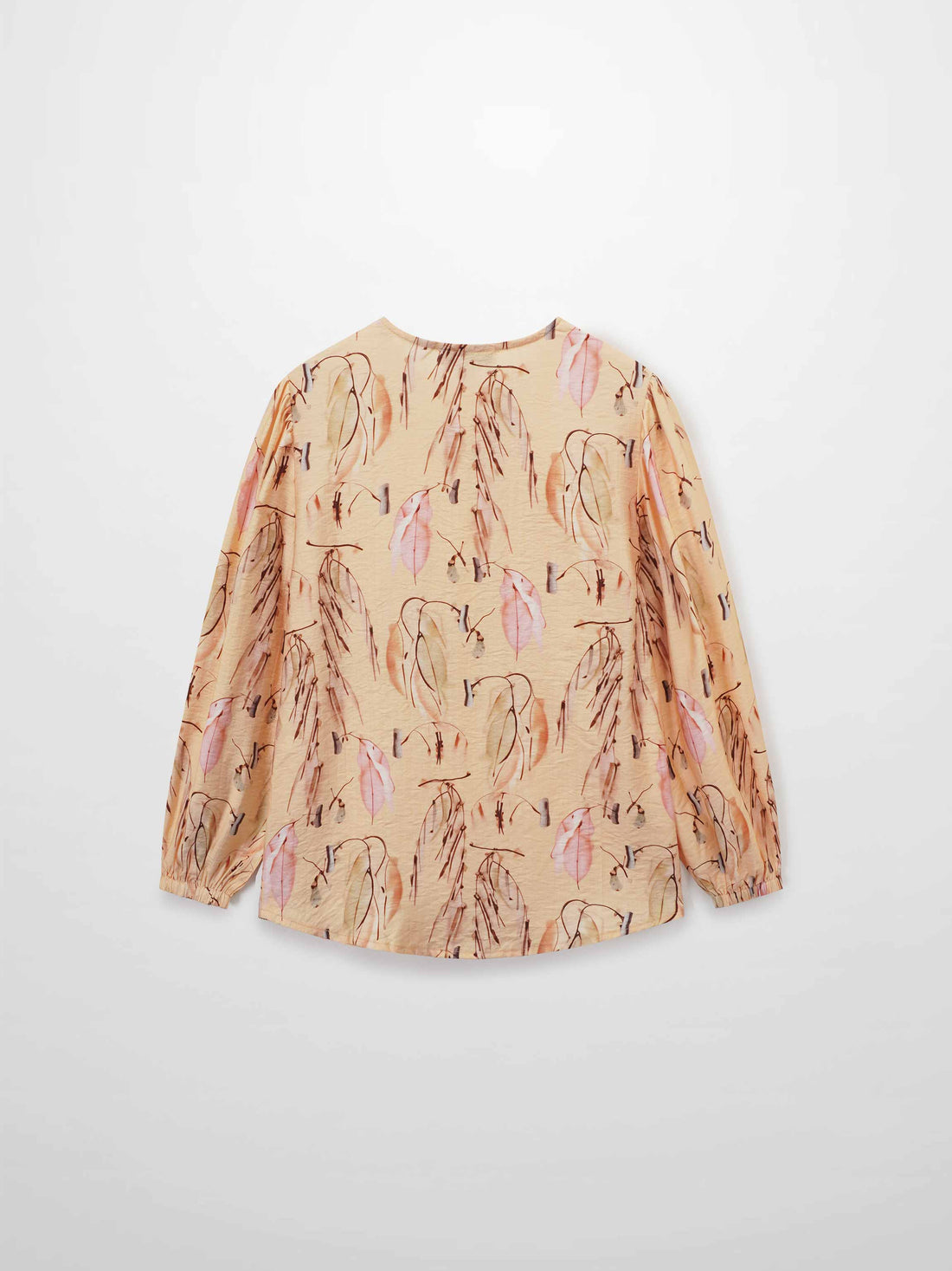 Puff Sleeve Button Down Blouse-Peach Feathers