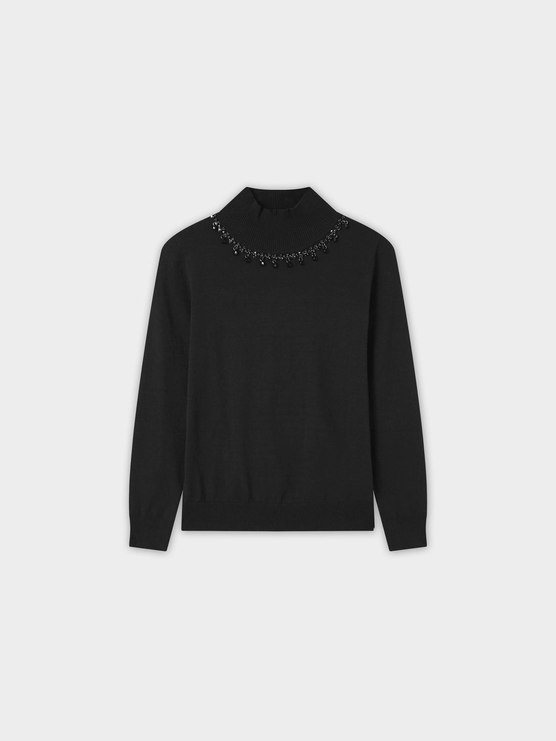 Beaded Turtleneck-Black