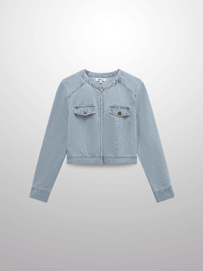 Denim Bomber Jacket-Blue