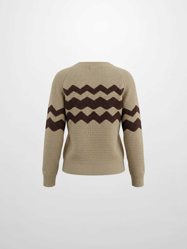 Waffle Designed Sweater - Tan/Brown