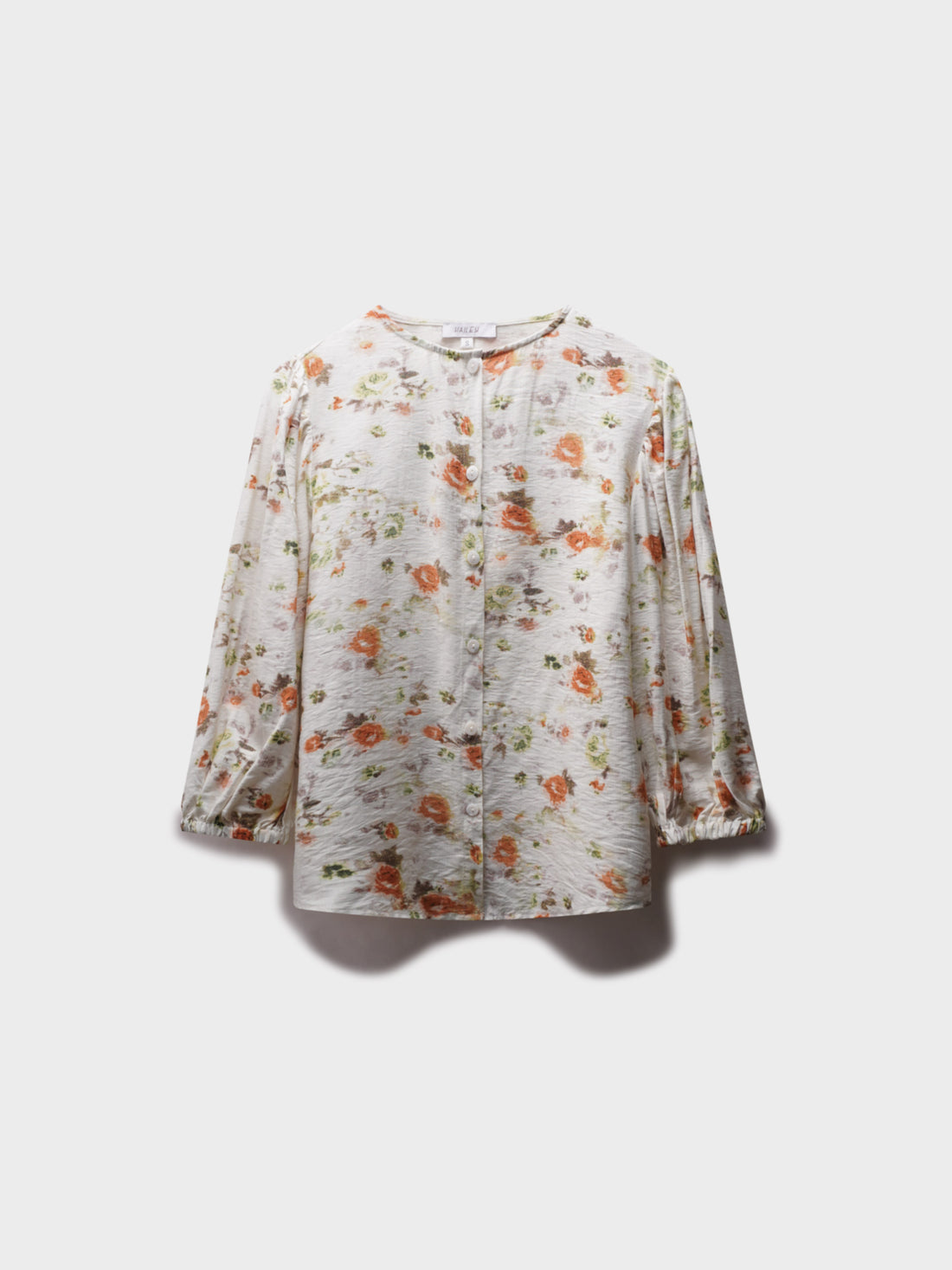 Puff Sleeve Button Down Blouse-Autumn Floral