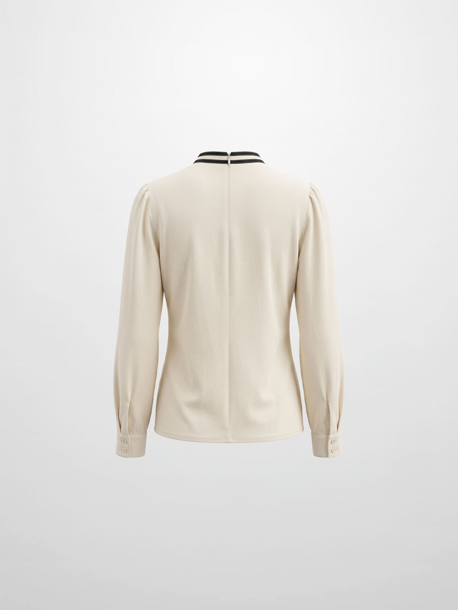 Velvet Trim Blouse - Cream