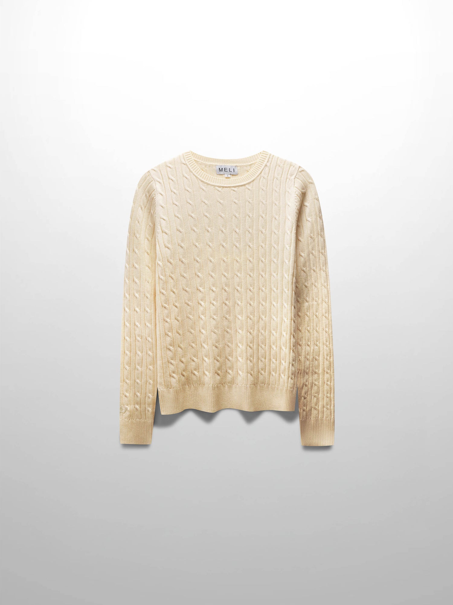 Knit Cable Sweater-Pale Yellow