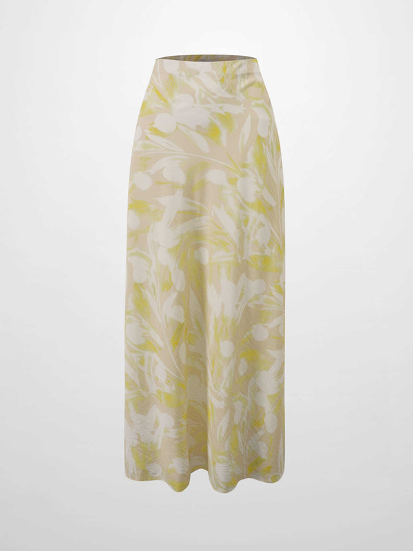 Printed Crinkle Slip Skirt-Yellow Floral