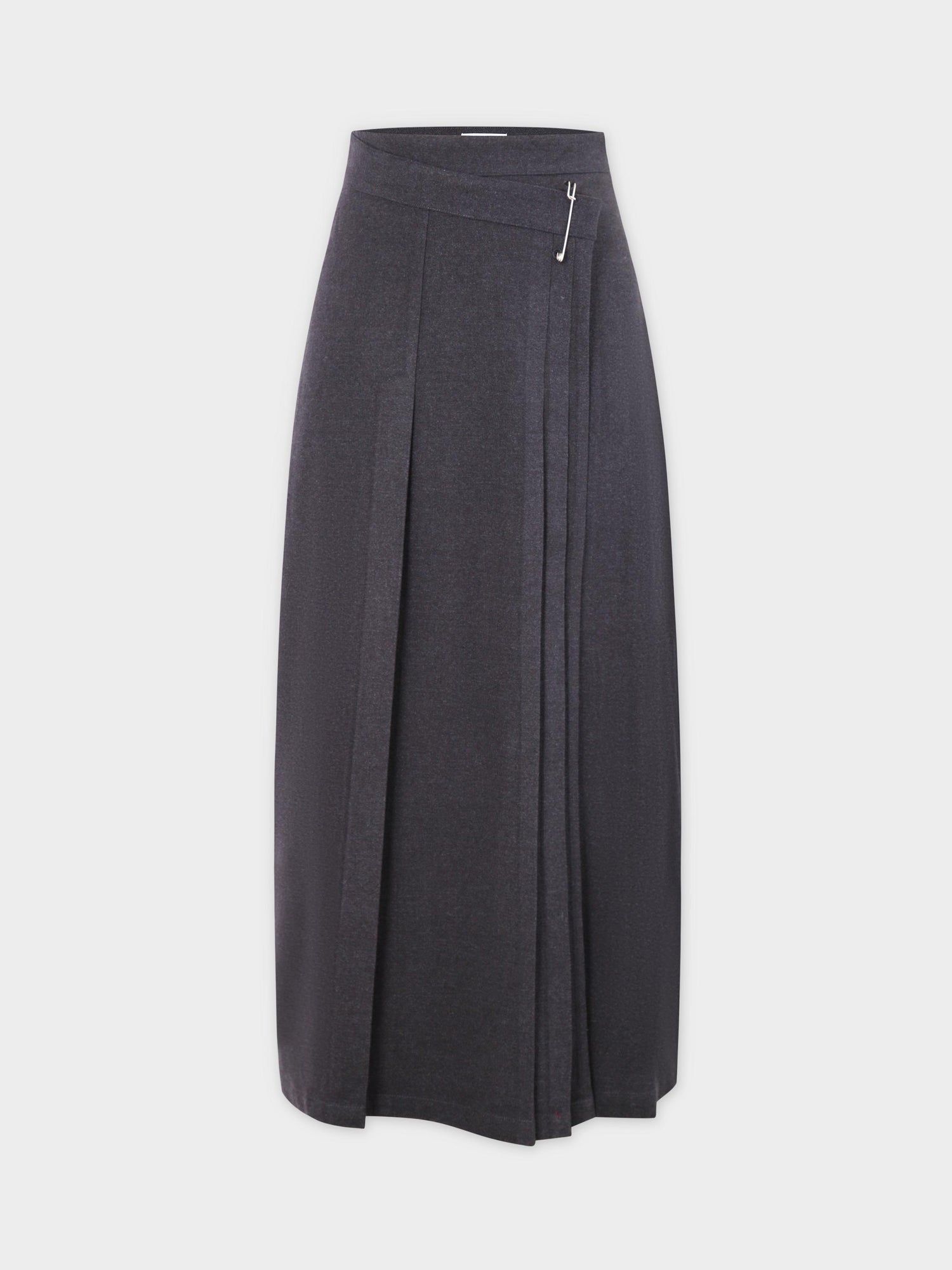 Pin Closure Wrap Skirt-Grey