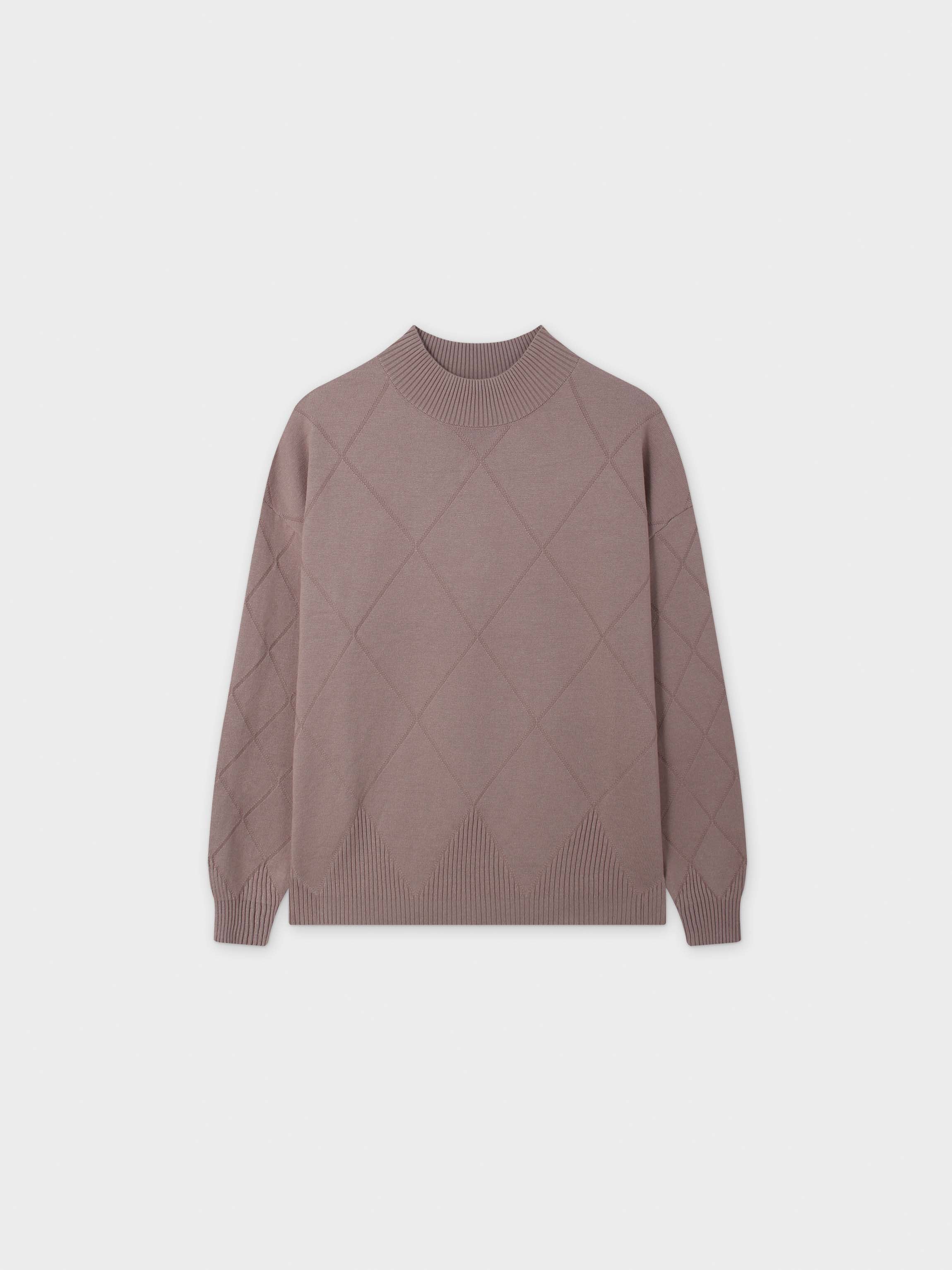 Oversized Diamond Detail Sweater-Taupe