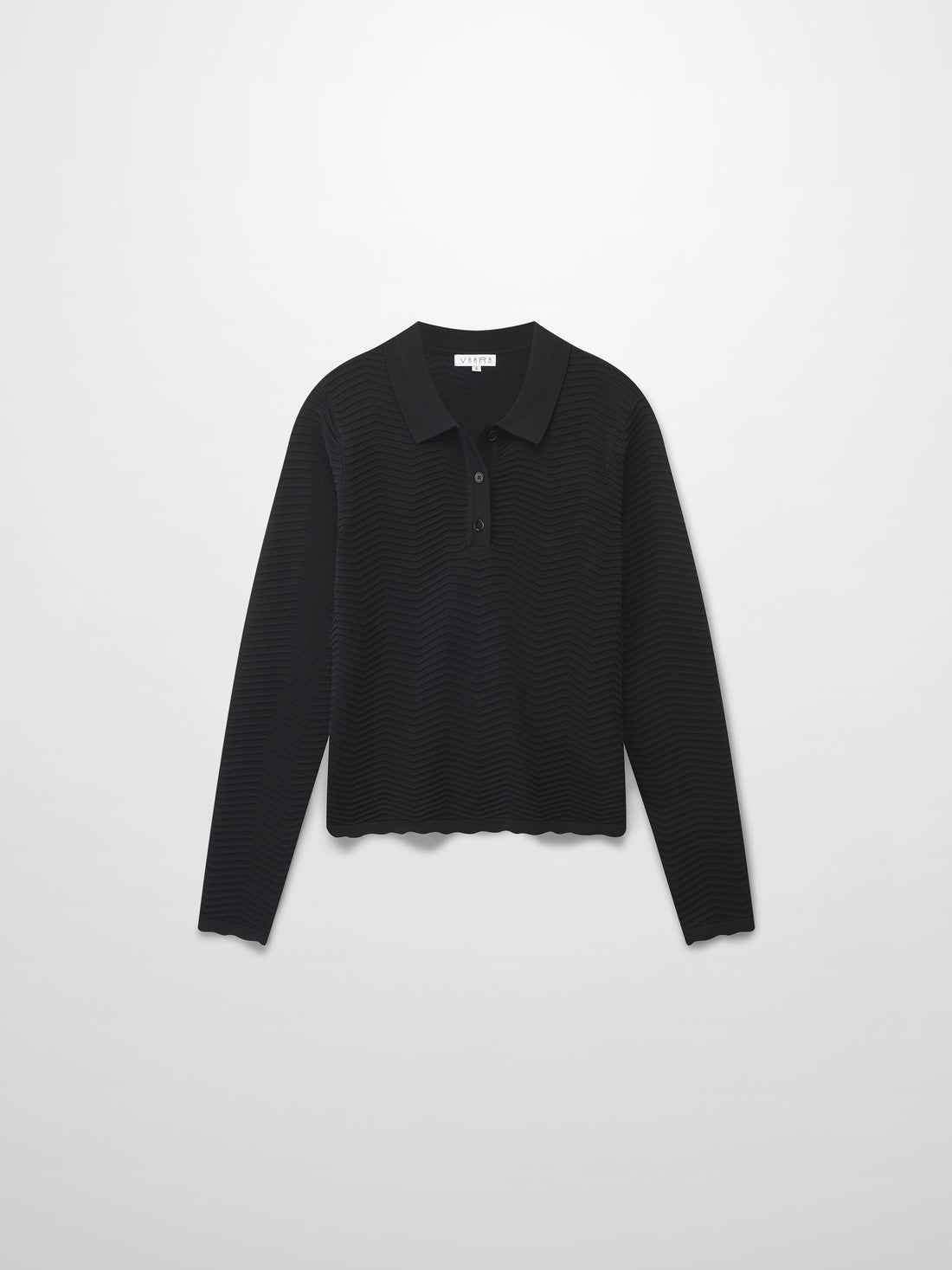 Scallop Edge Collar Sweater-Black