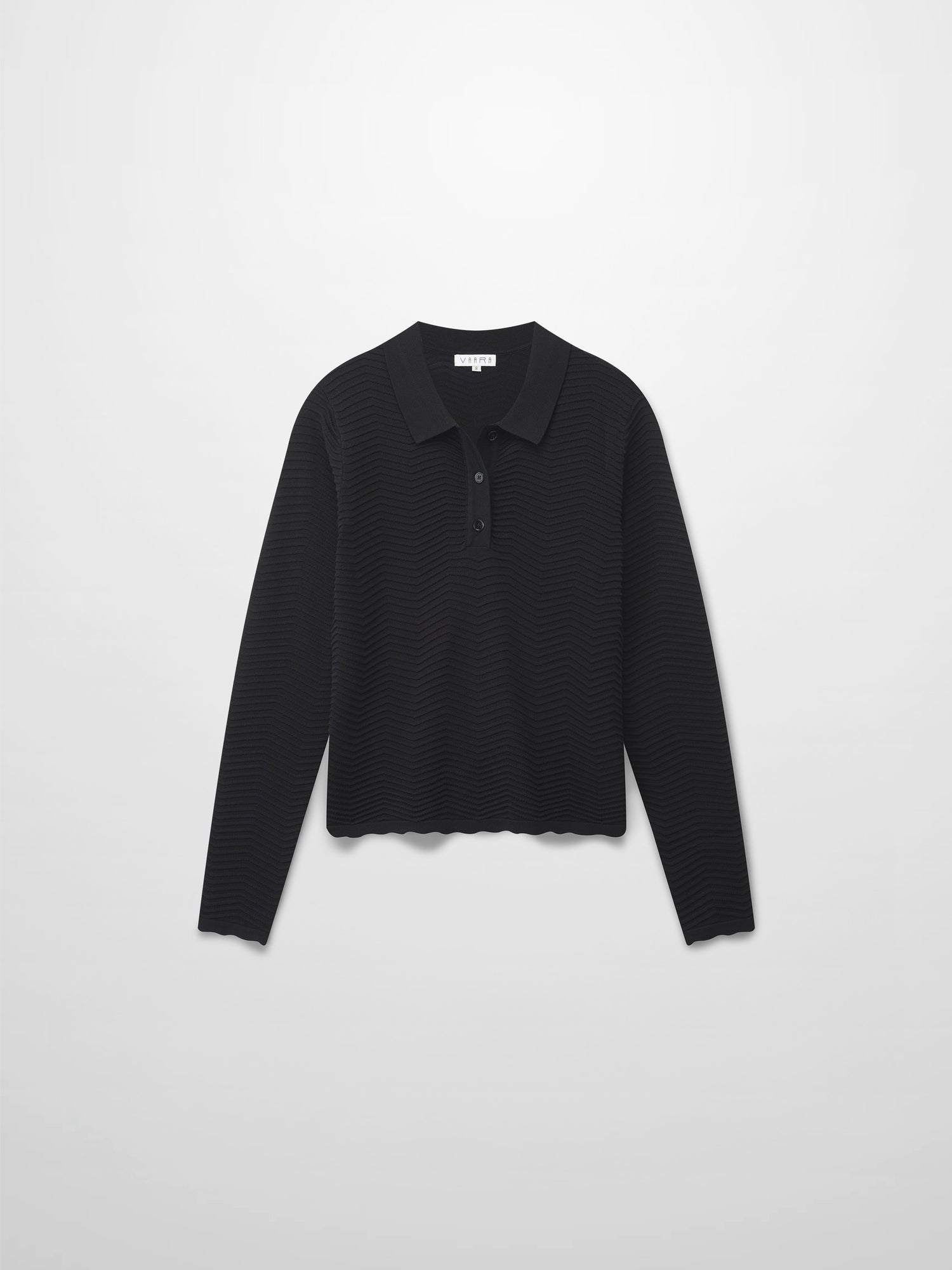 Scallop Edge Collar Sweater-Black