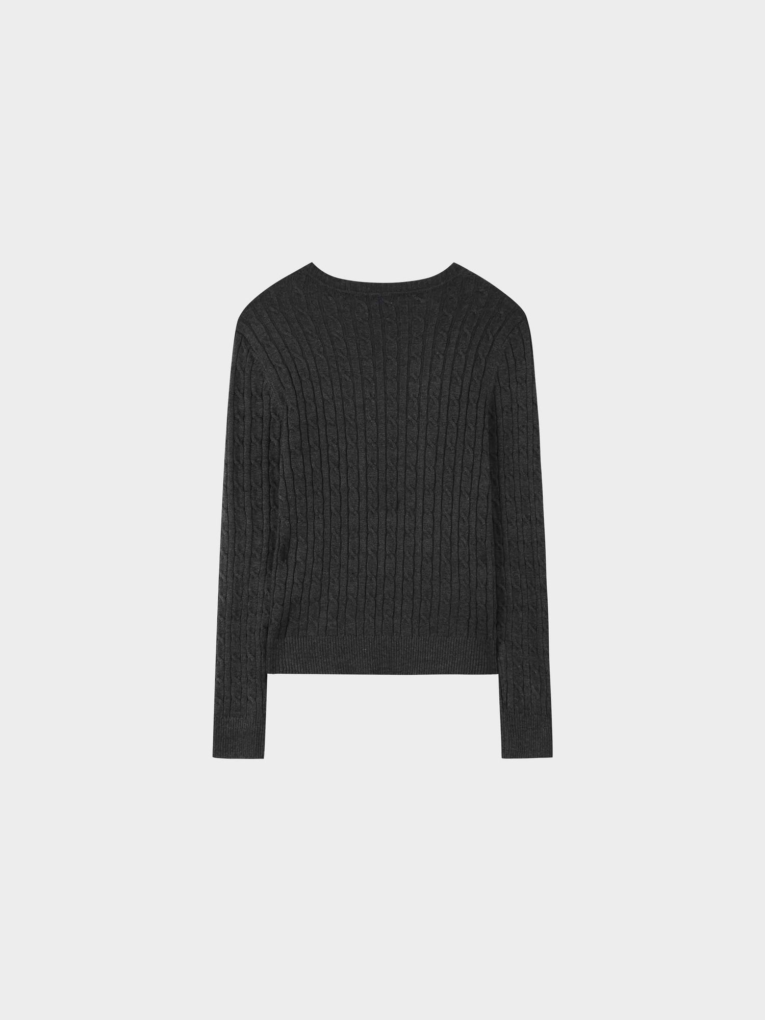 Knit Cable Sweater-Charcoal Grey