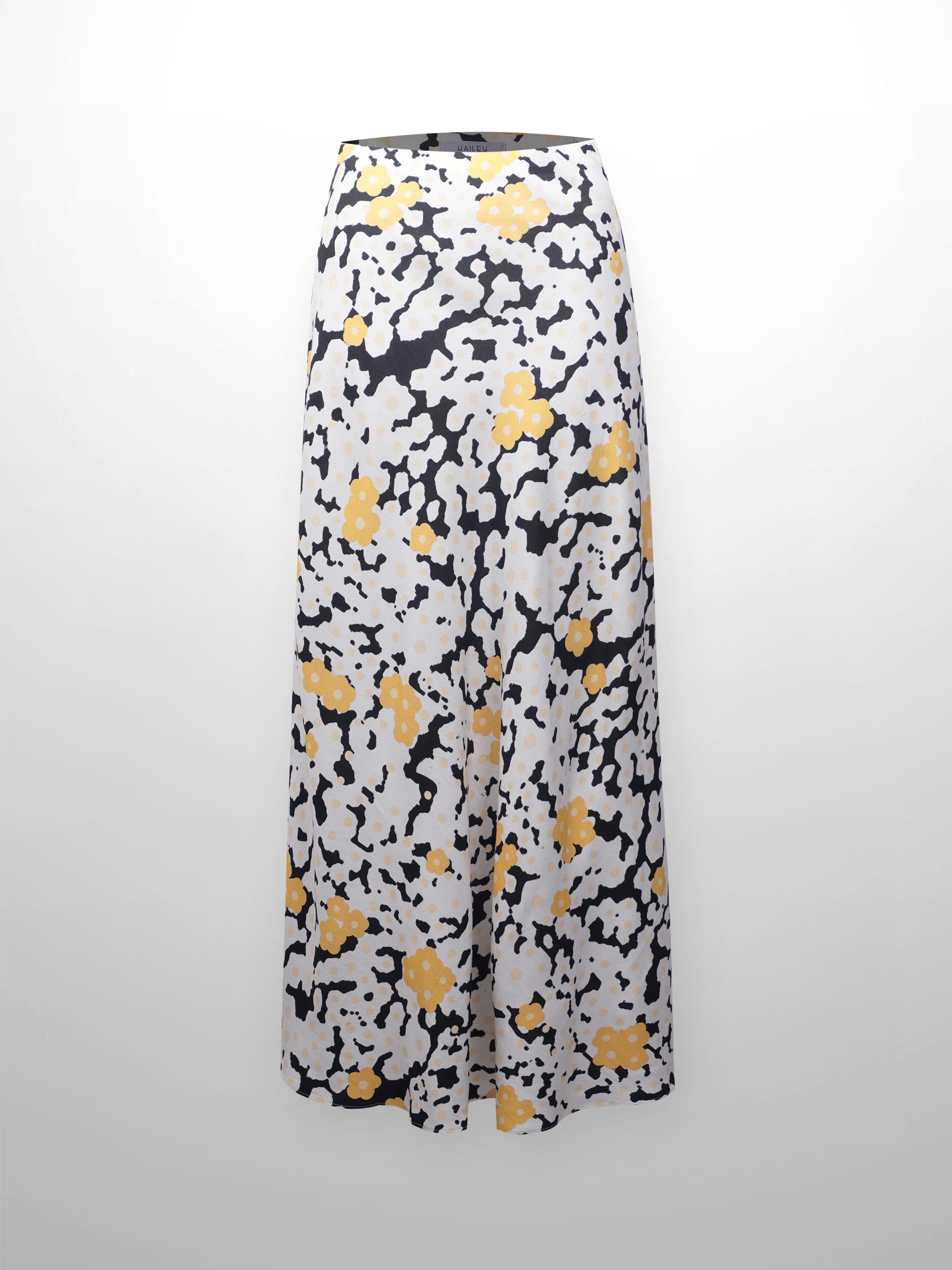 Printed Linen Blend Slip Skirt-Floral Pop