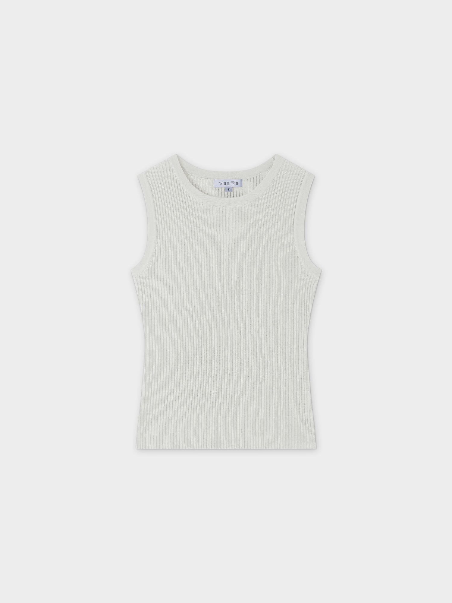 Sleeveless Ribbed Crew-White