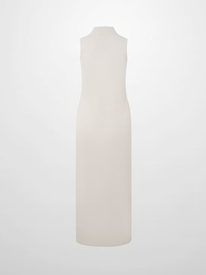 Mock Neck Sleeveless Dress - Tan
