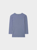 RIBBED HIGH V 3Q-HEATHERED BLUE
