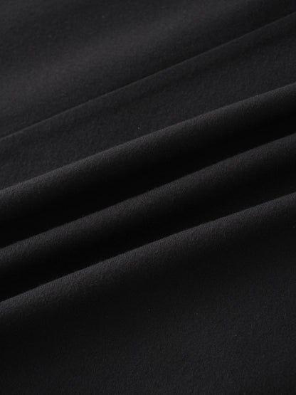 Basic A-Line Seamed Short Skirt-Black