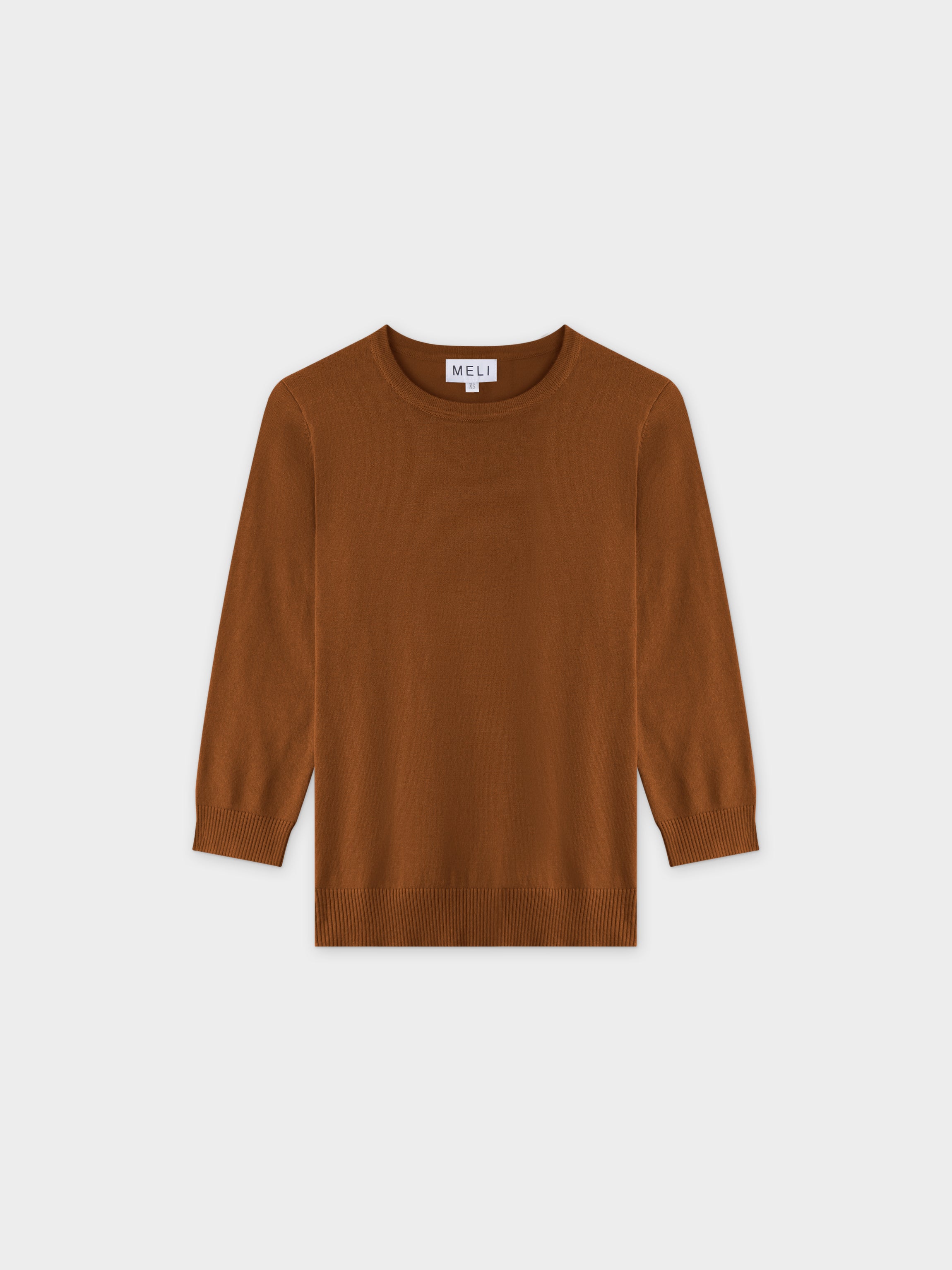 Basic Crew Sweater 3Q-Brown