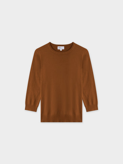 Basic Crew Sweater 3Q-Brown