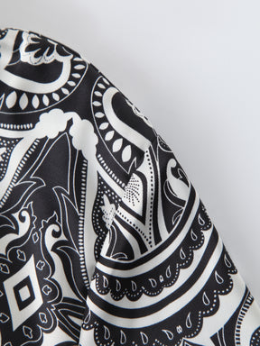 Piped Blouse-B/W Paisley