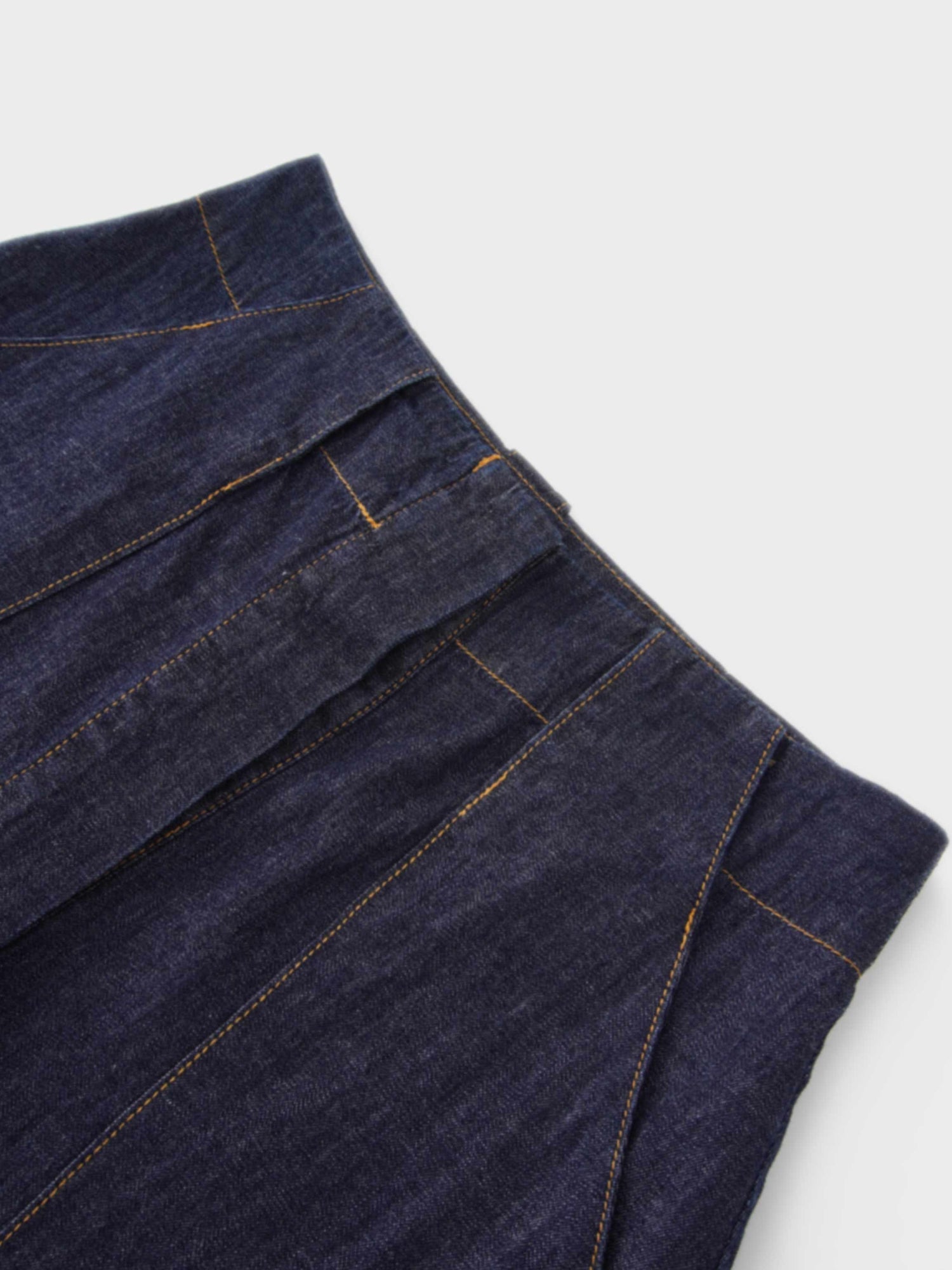 Front Panel Pocket Lightweight Denim Skirt-Dark Blue