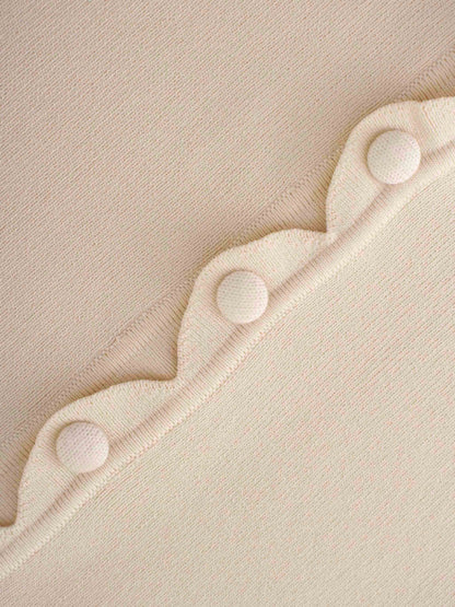 Scallop Edge Crew Cardigan Short-Ivory
