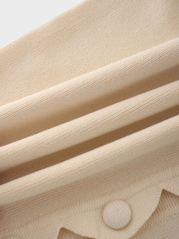 Scallop Edge Crew Cardigan-Ivory