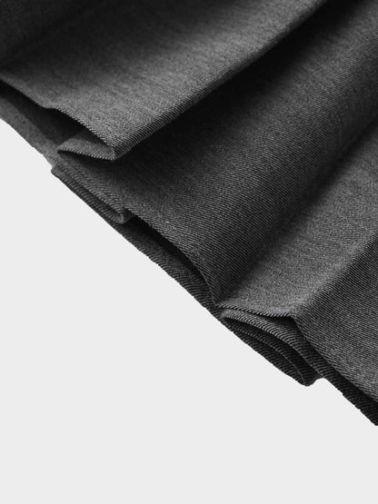 PLEATED SKIRT 35"-BLACK DENIM