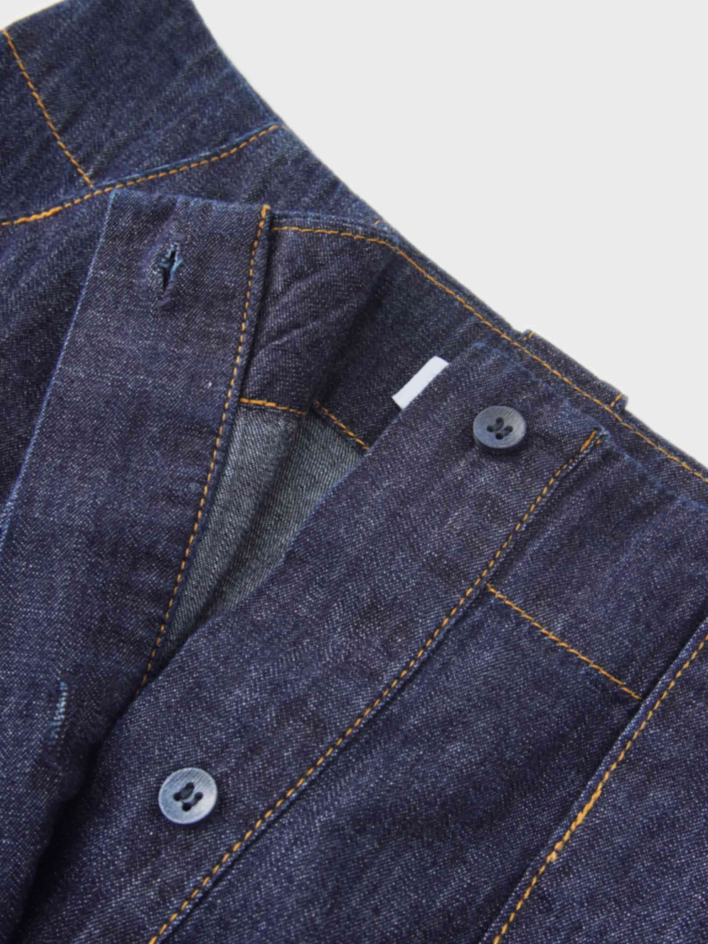 Front Panel Pocket Lightweight Denim Skirt-Dark Blue