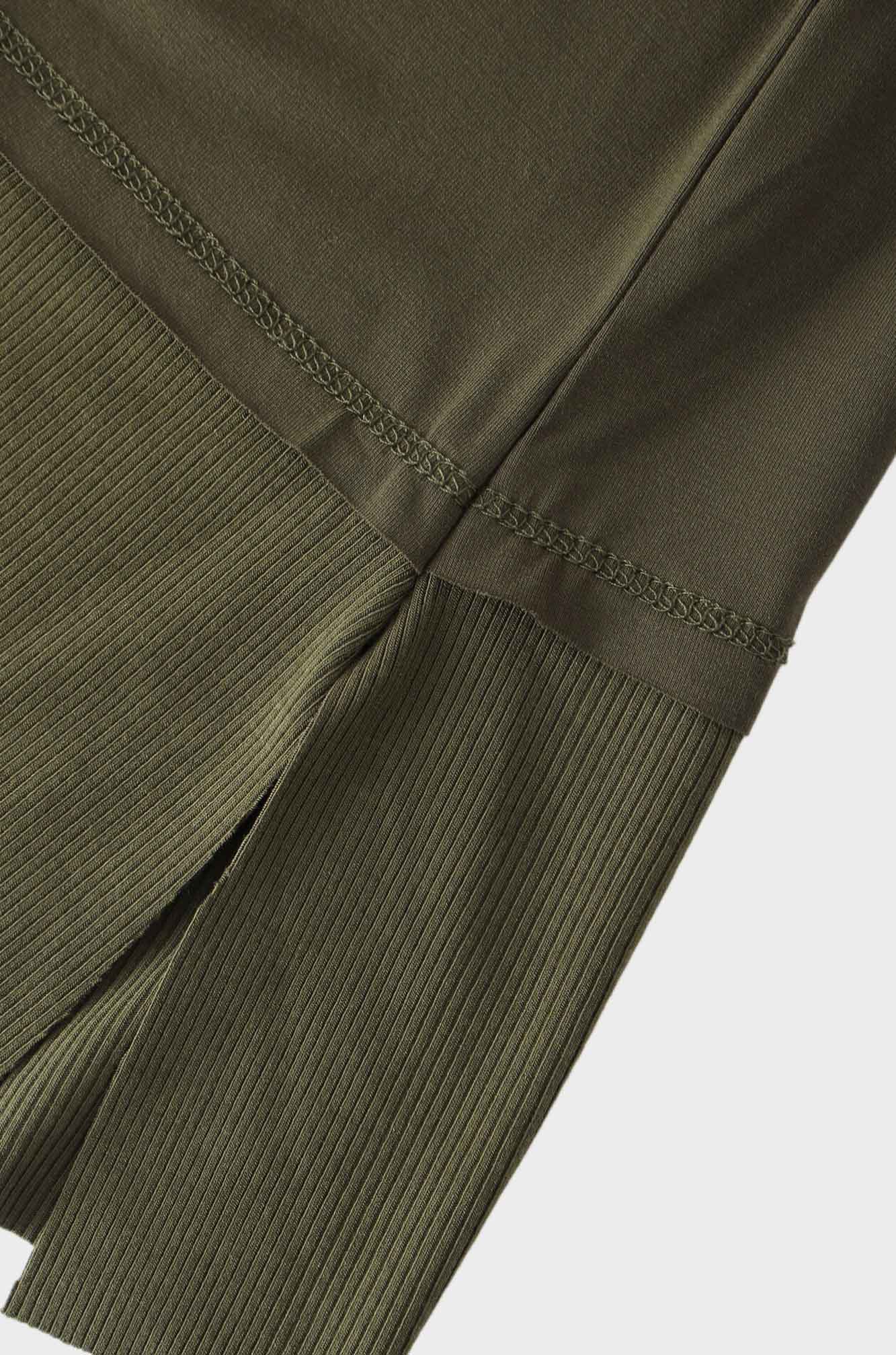 RIBBED BOTTOM T-SHIRT-OLIVE