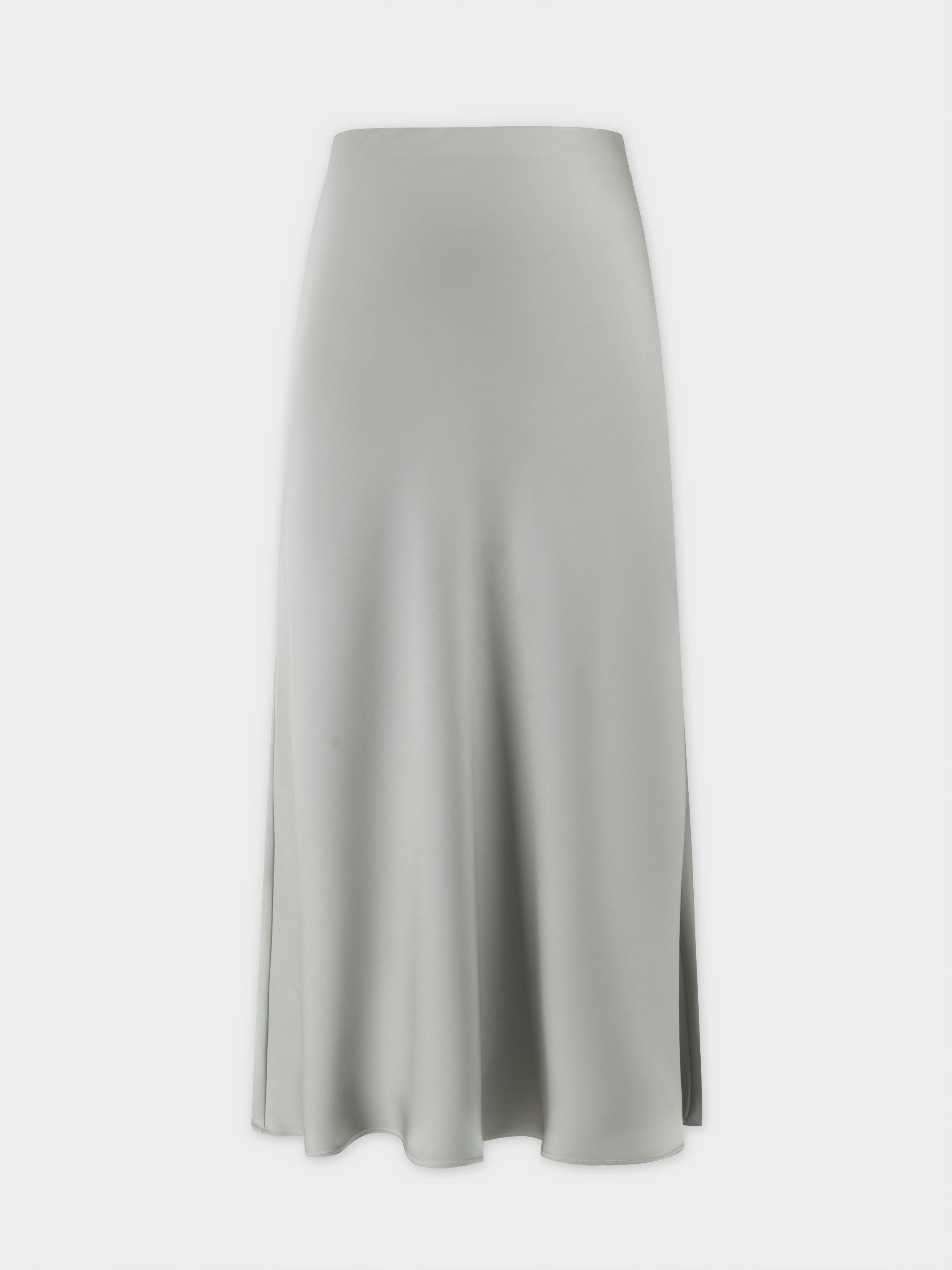 Solid Satin Slip Skirt-Sage