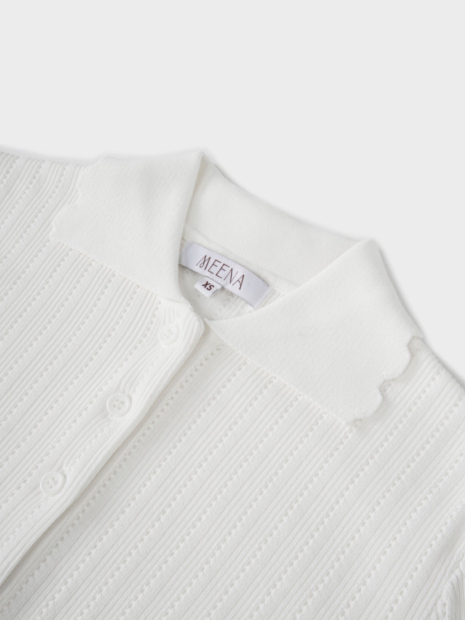 Wide Band Pointelle Sweater-White