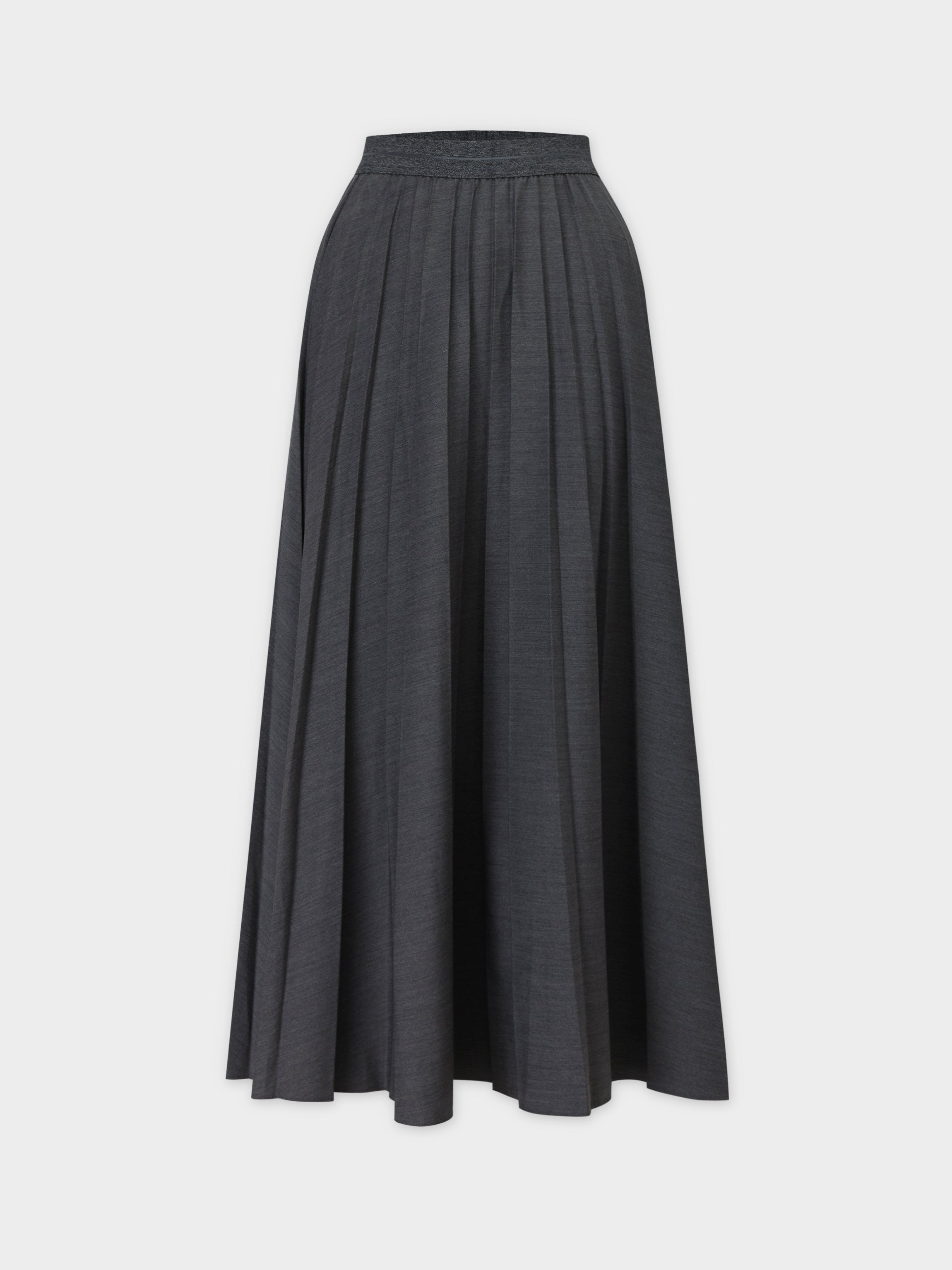 Pleated Skirt 37&quot;-Black Denim