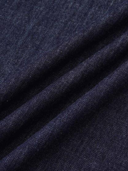 Front Panel Pocket Lightweight Denim Skirt-Dark Blue
