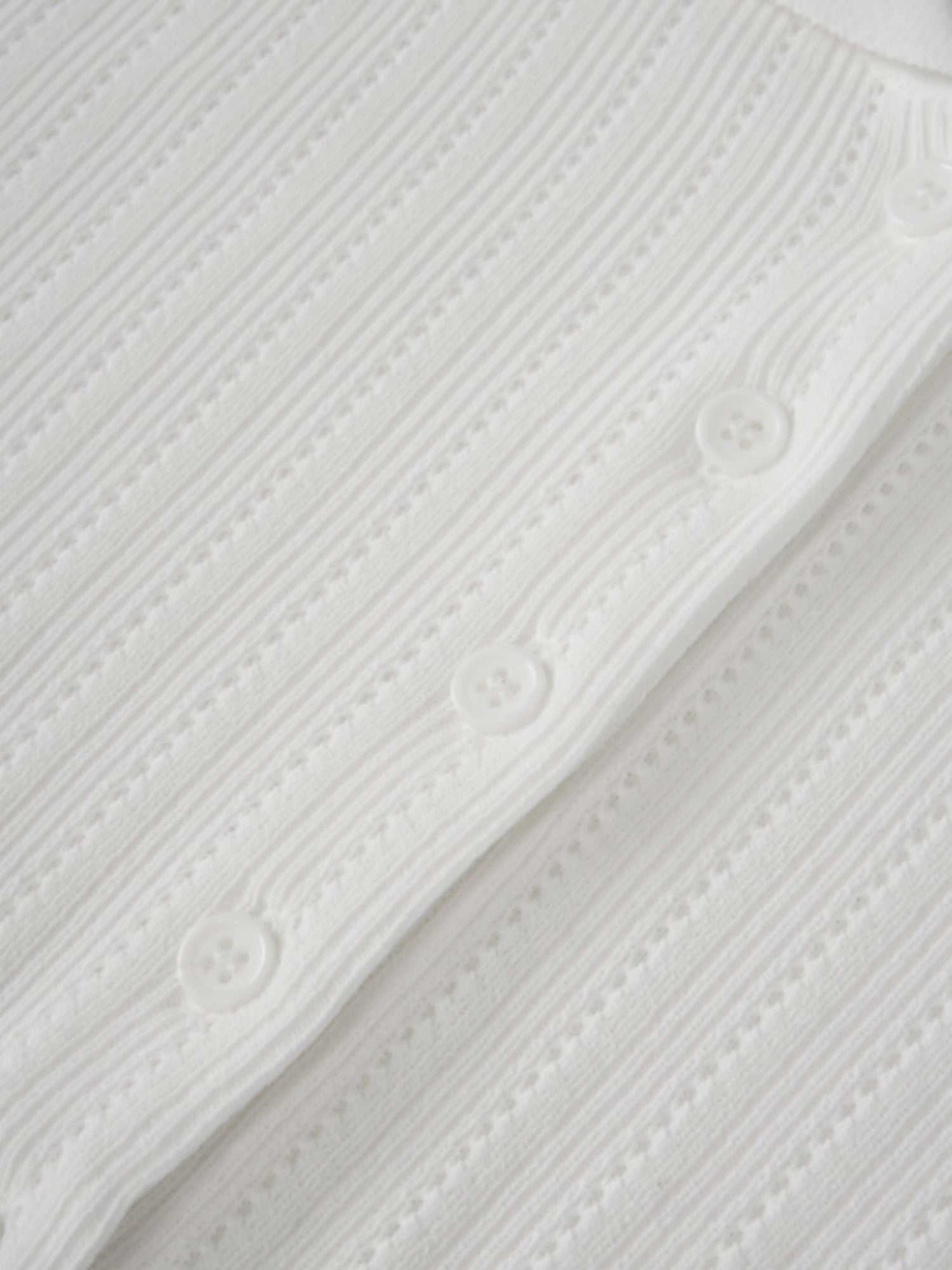 Wide Band Pointelle Sweater-White