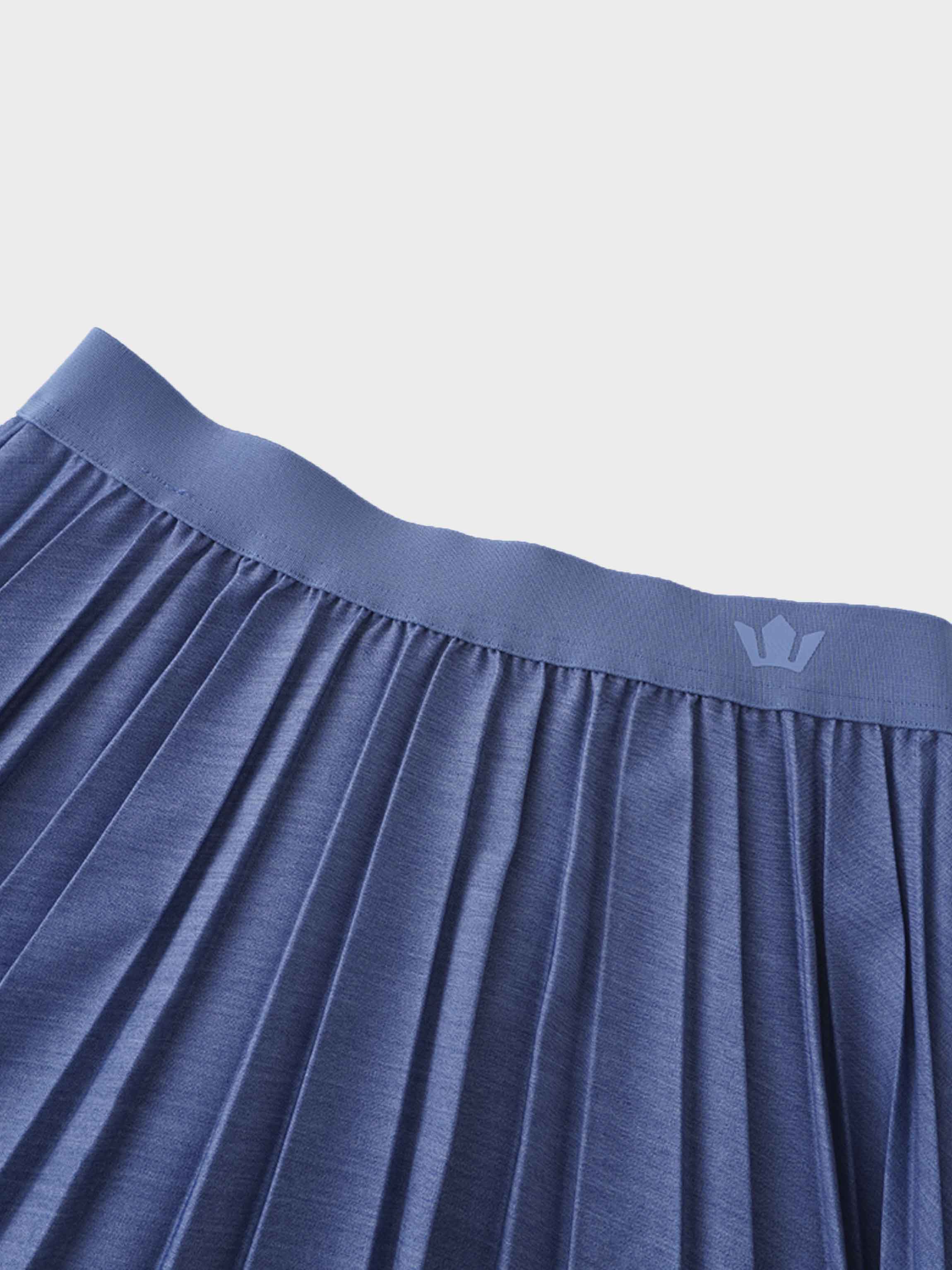 PLEATED SKIRT 35&quot;-DENIM LIGHT BLUE