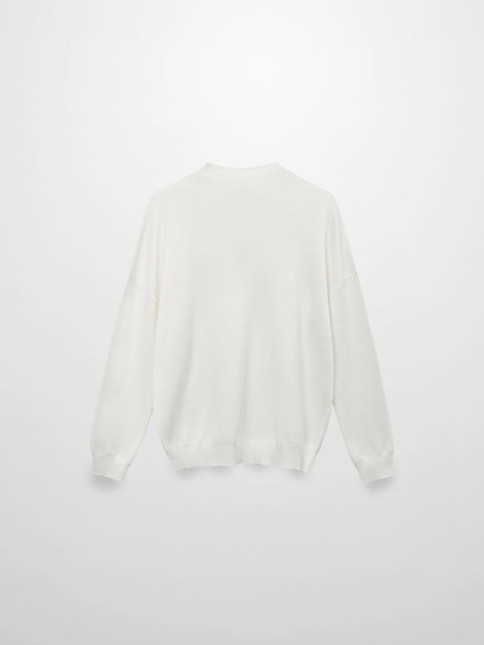 Mock Neck Thin Knit Sweater-Ivory