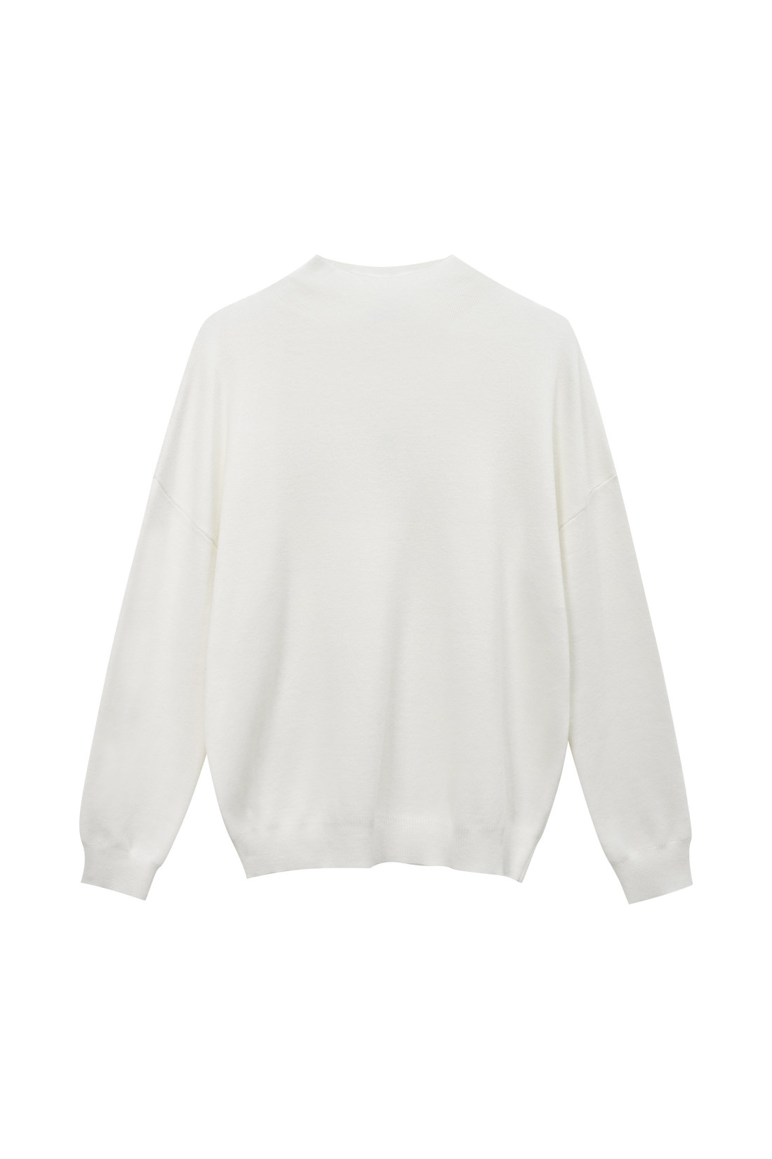 Mock Neck Thin Knit Sweater-Ivory