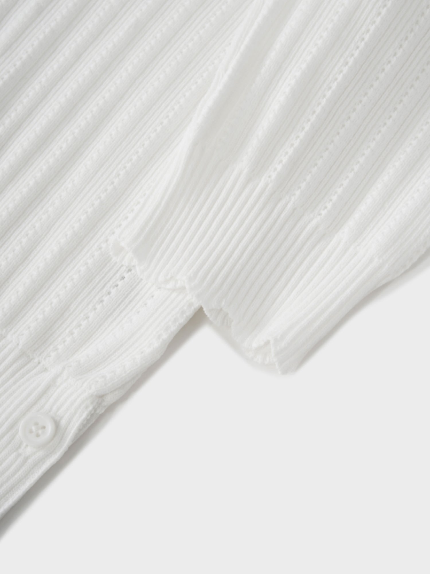 Wide Band Pointelle Sweater-White