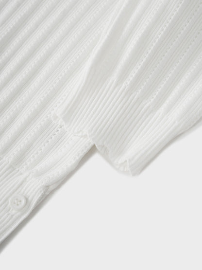 Wide Band Pointelle Sweater-White