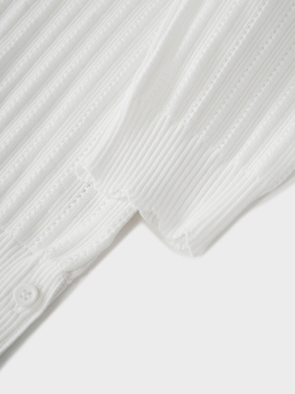 Wide Band Pointelle Sweater-White