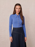 Ribbed Button Down Shirt-Blue