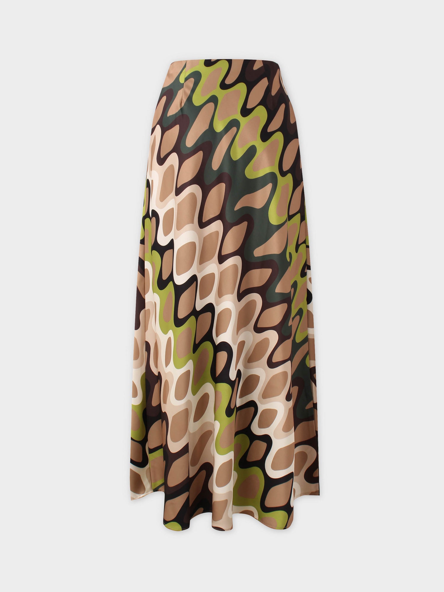 Printed Satin Slip Skirt-Retro Swirl