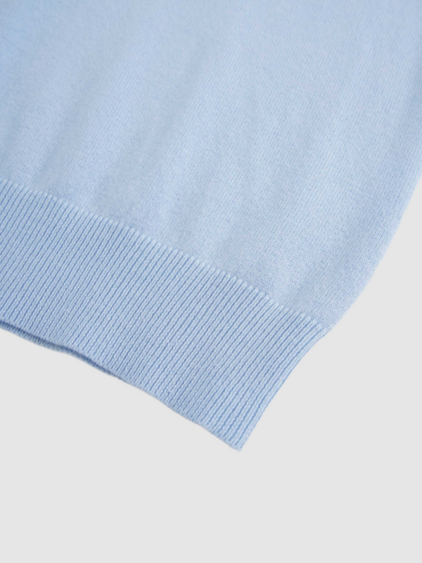 High V Lightweight Sweater-Baby Blue