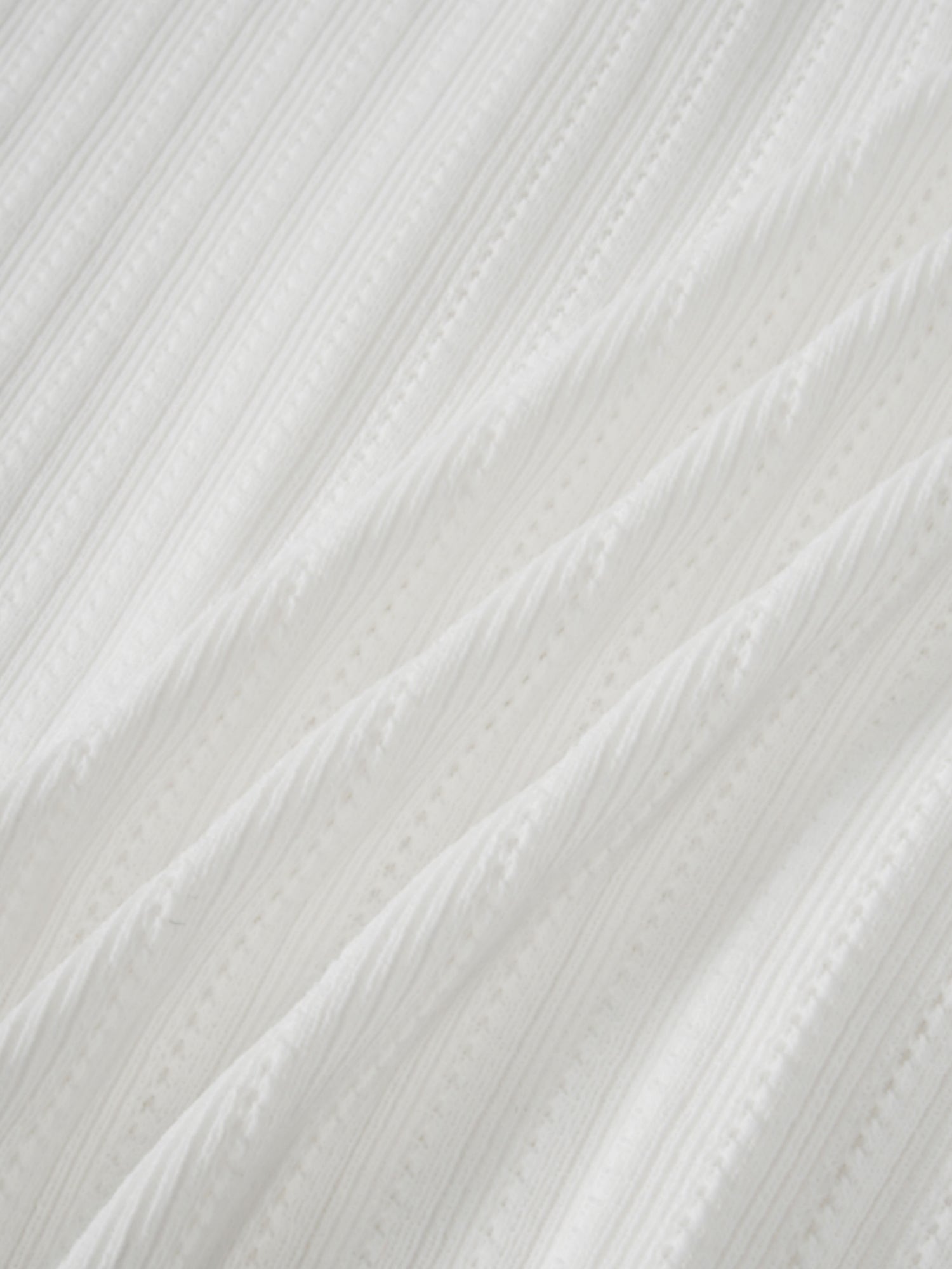 Wide Band Pointelle Sweater-White