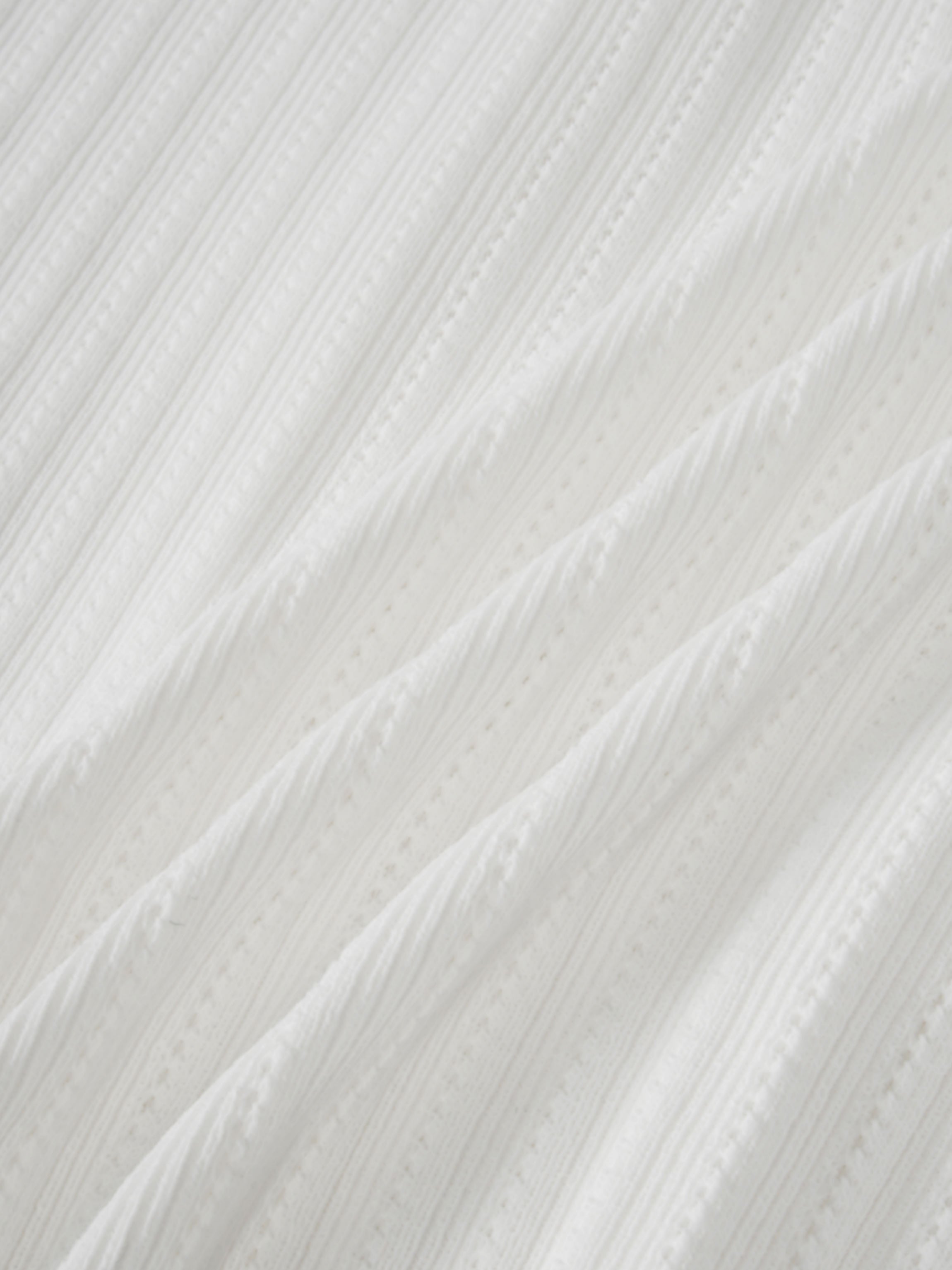 Wide Band Pointelle Sweater-White