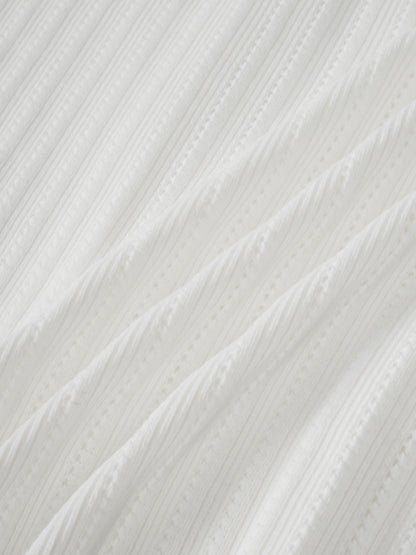 Wide Band Pointelle Sweater-White
